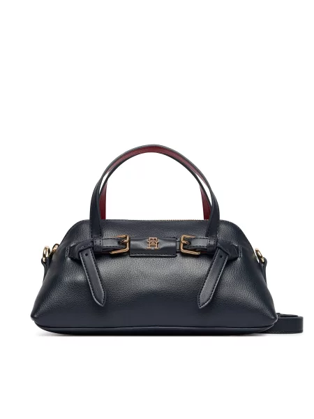 Ročna torba Tommy Hilfiger Th Buckle Mini Tote Mornarsko modra