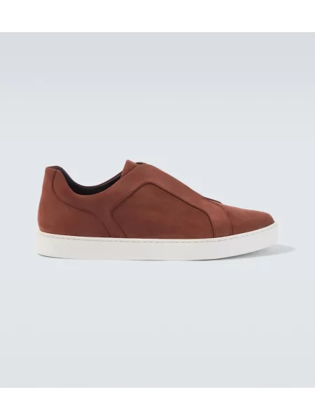 Sneakerși Manolo Blahnik din piele de căprioară maro