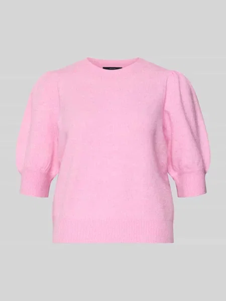 Sweter krój regular fit z bufiastymi rękawami Vero Moda różowy