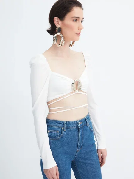 Ošišano bluza Trendyol bijela