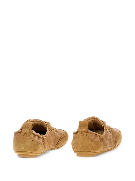 Sneakersy Fendi sznurowane koronkowe brązowe