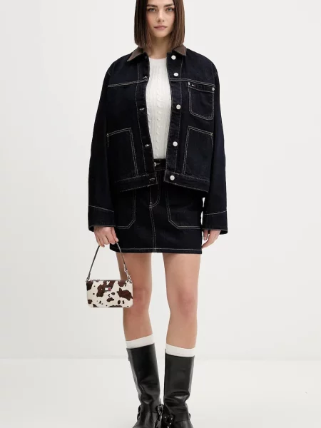 Tommy Jeans spódnica jeansowa mini ołówkowa granatowy