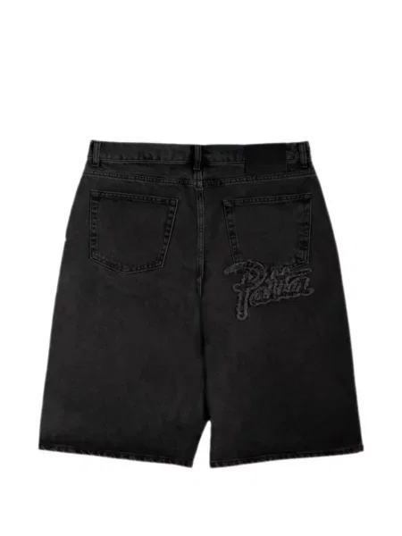 Pantaloni scurți din denim Patta cu aplicații negru