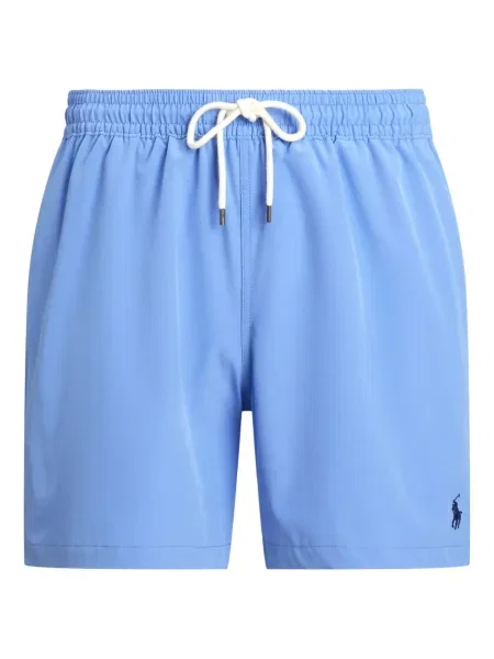 Slip de baie Polo Ralph Lauren cu broderie din piele de căprioară în carouri albastru