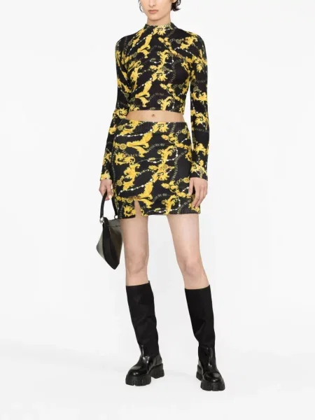 Raštuotas vėrinys Versace Jeans Couture apkarpytas juoda