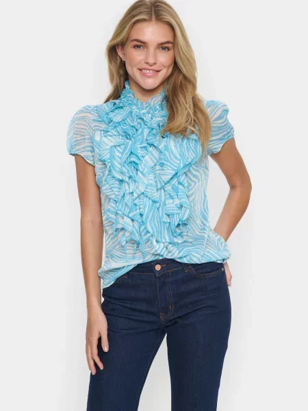 SAINT TROPEZ Bluză Lilja albastru aqua alb