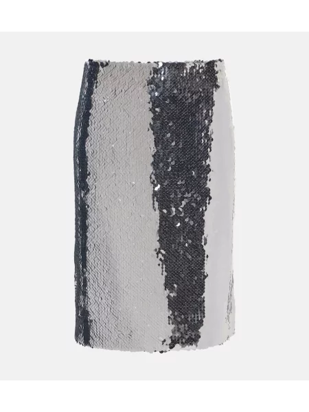Fustă midi Magda Butrym până la genunchi argintiu