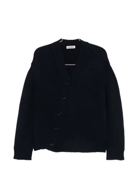 Cardigan Jil Sander tricotate asimetric albastru
