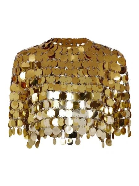 Krótka bluzka Rabanne z okrągłym dekoltem żółta