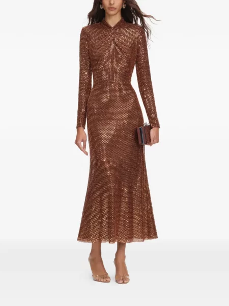 Stras lung rochie midi Self-portrait maro