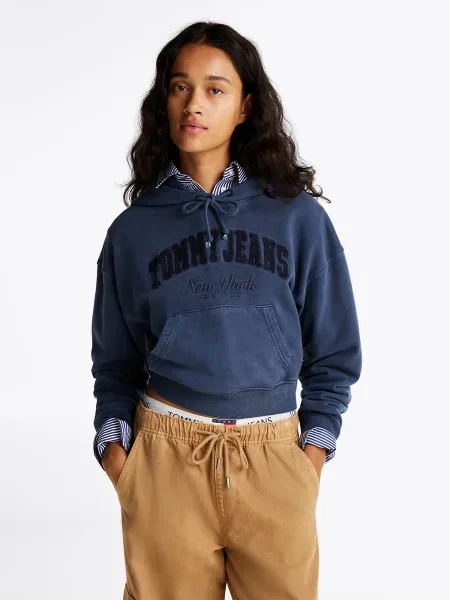 Tommy Jeans Majica dugih rukava Boxy Fit tamnoplava