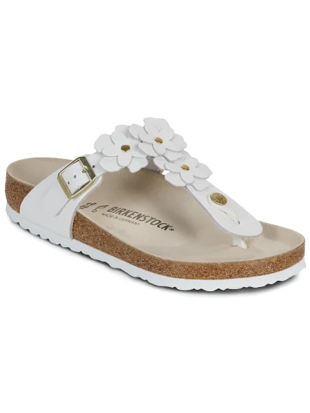 Pantofi Birkenstock cu model floral alb