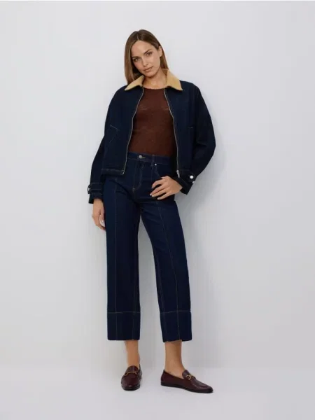 Reserved Джинси straight із відстрочкою темно-синій сині