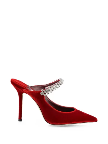 Papuci tip mules Jimmy Choo de catifea roșu
