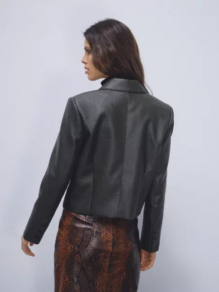 Reserved Пиджак из экокожи пильно-зелений зелений