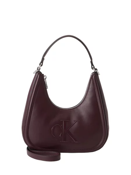 Geantă Calvin Klein Bold Ck Small Crescent Bag Vișiniu maro