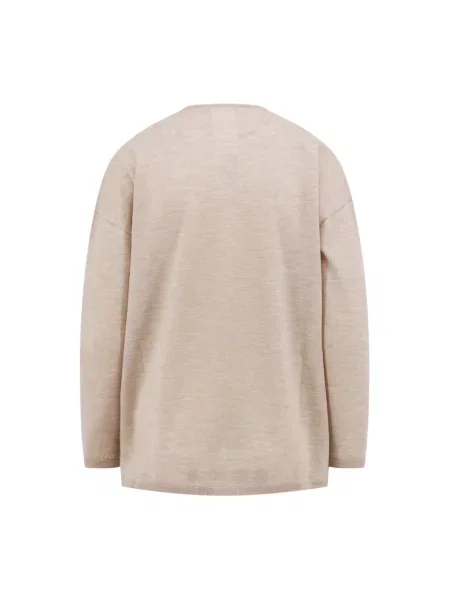 Sweter Max Mara z dekoltem w serek beżowy
