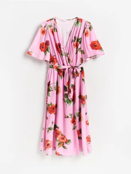 Reserved Rochie midi cu model roz
