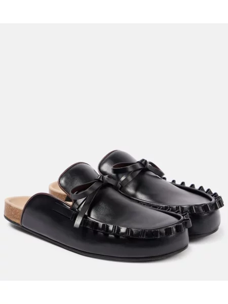Kožené loafers Jw Anderson s volány černé