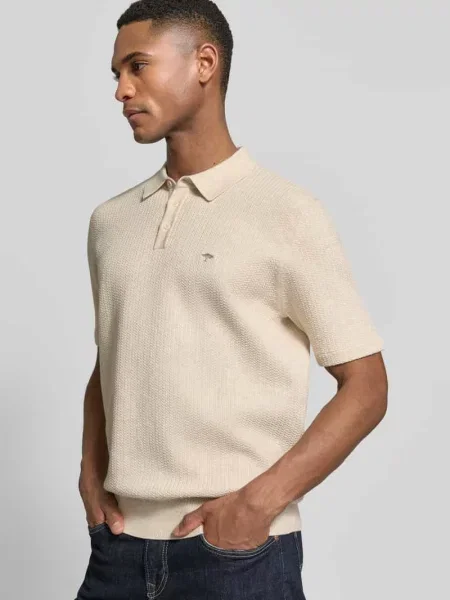 Koszulka polo w dzianinowym wyglądzie krój regular fit Fynch-hatton białe