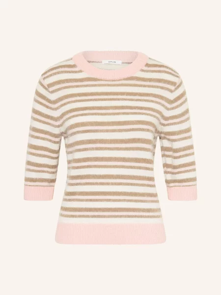 Sweter z dzianiny z prążkowanymi wykończeniami Opus różowy