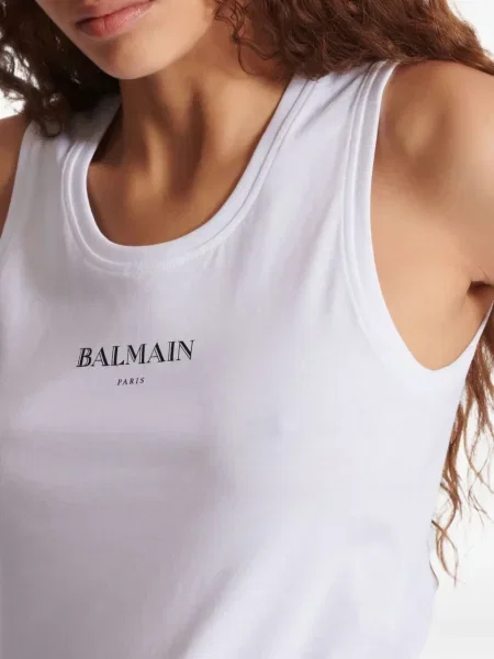 Топ Balmain с принт бяло