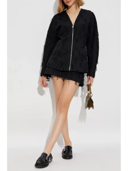 Sacou Ganni din tweed negru