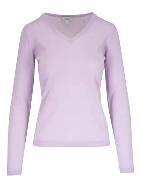 Pulover Kinross Cashmere din cașmir cu decolteu în V violet