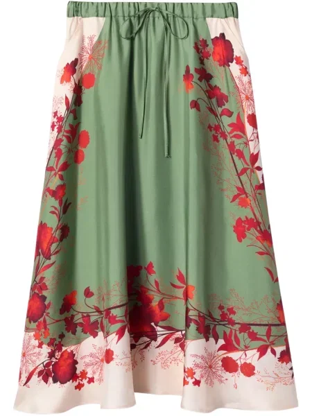 Spódnica midi La Doublej z nadrukiem w kamuflażu do kolan