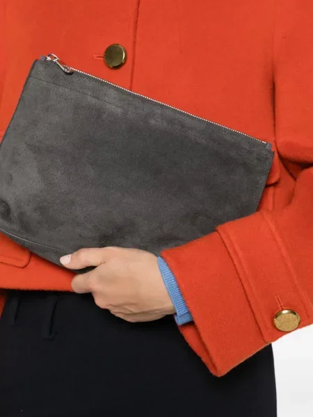 Top A.p.c. din piele de căprioară gri
