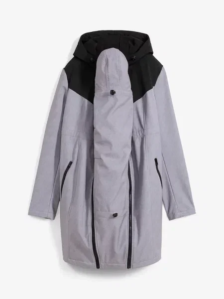 Płaszcz 3 w 1 ciążowy i do noszenia z nosidełkiem softshell szary
