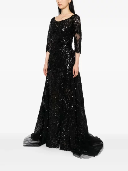 Rochie Saiid Kobeisy cu broderie de costum negru