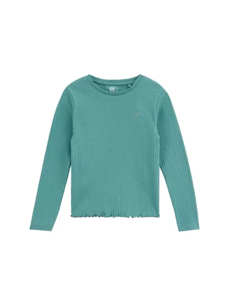 WE Fashion Tricou Ajour petrol verde
