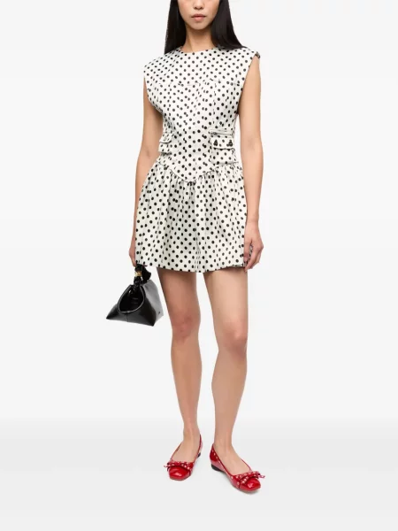 Rochie mini Ganni cu buline cu imagine de costum alb