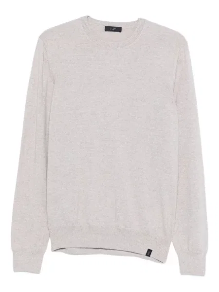 Pulover Fay cu decolteu rotund gri