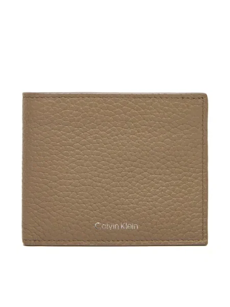 Calvin Klein Pánska peňaženka Ck Leather Billfold W Zip Coin Béžová hnedá