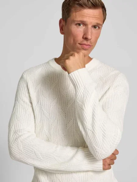 Sweter z dzianiny z domieszką kaszmiru Christian Berg Men biały