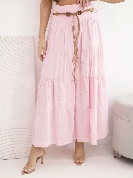 Haftowana spódnica Kesi Włoski różowa