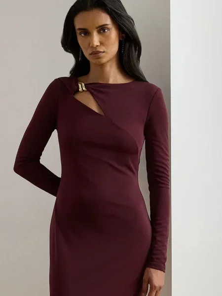 Сукня Lauren Ralph Lauren maxi облягаюча бордовий