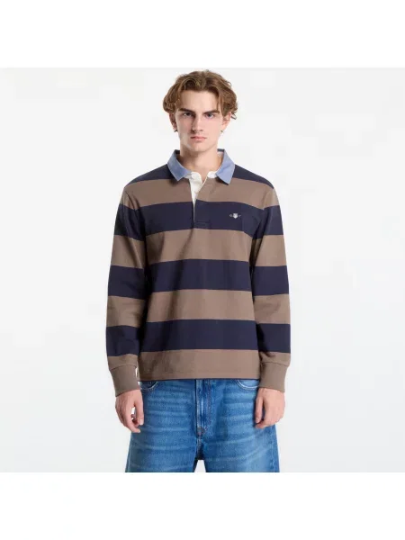 Tričko Gant Reg Chambray Stripe Heavy Rugger Clay L