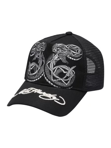 Czapka z daszkiem Ed Hardy z siateczką w wężowy wzór czarna