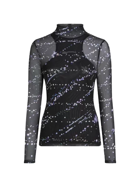 Top Karl Lagerfeld Jeans cu imagine plasă negru