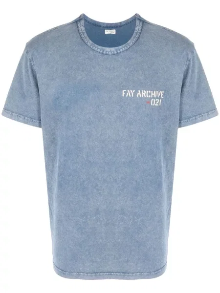 Tricou Fay cu imagine scurt albastru