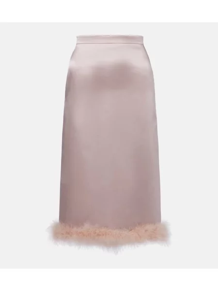 Fustă midi Valentino cu talie înaltă până la genunchi roz