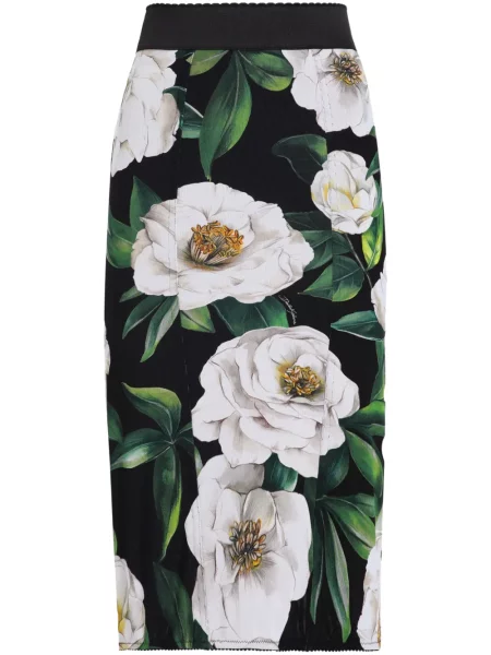 Fustă Dolce & Gabbana cu model floral cu imagine negru