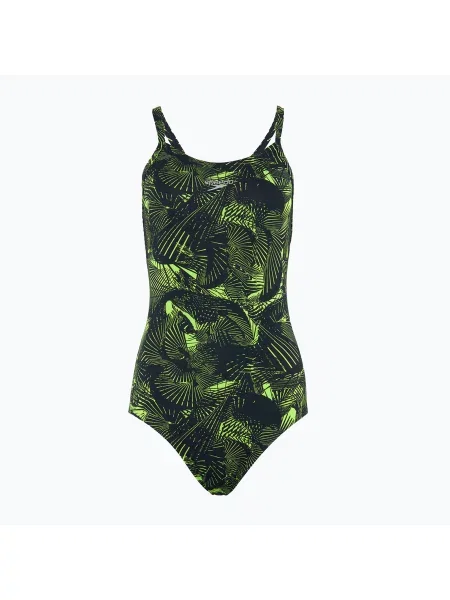 Дамски бански костюм от една част Speedo Allover Fixed Crossback black / atomic lime черно
