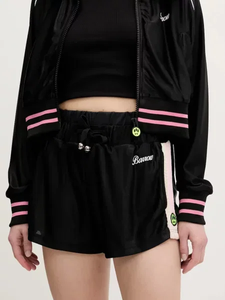 Barrow pantaloni scurți femei cu imprimeu high waist negru