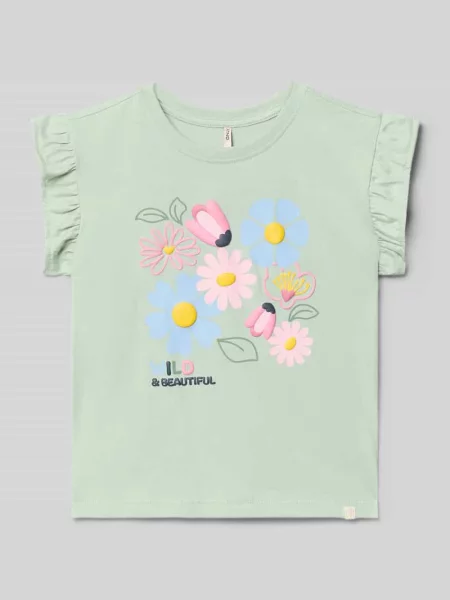 T-shirt o kroju loose fit z czystej bawełny model RUTH' Only miętowa