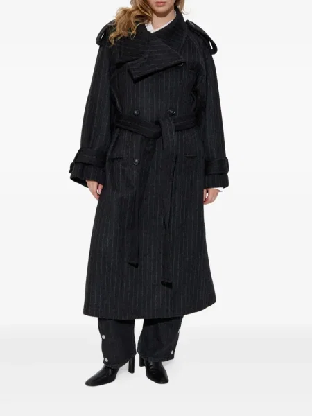 Palton Sportmax cu dungi negru