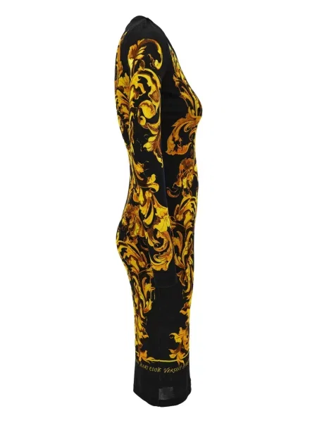 Μακρύς κοστούμι τζιν φόρεμα Versace Jeans Couture με σχέδιο μαύρο